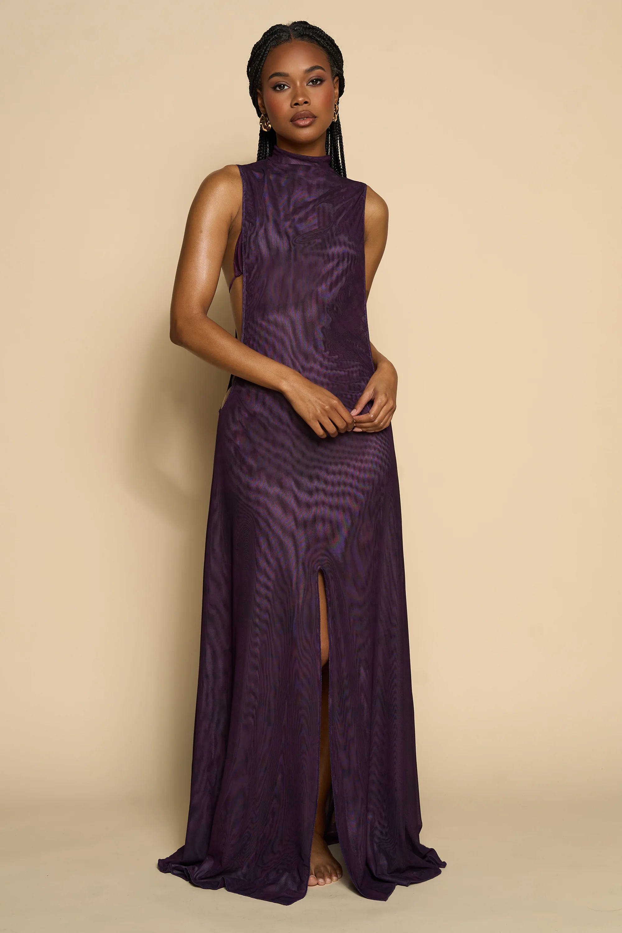 JUNNIE COVER UP DRESS-PLUM PRINT - Image 7